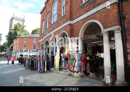 Market day in the town centre, High Wycombe, UK Stock Photo