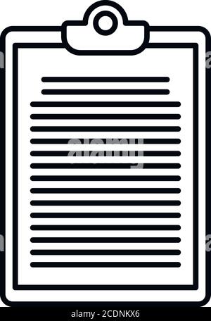 Clipboard summary icon. Black outline. Vector illustration, flat design ...