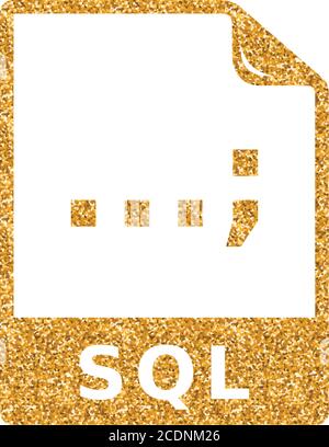 SQL File format icon in gold glitter texture. Sparkle luxury style vector illustration. Stock Vector