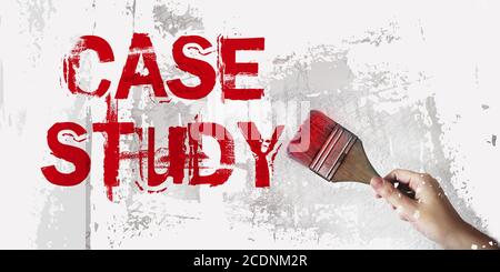 Hand drawing Case study words with paintbrush. Business education concept Stock Photo