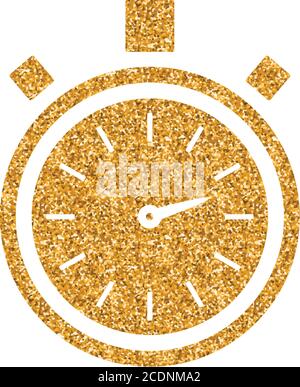 Stopwatch icon in gold glitter texture. Sparkle luxury style vector ...