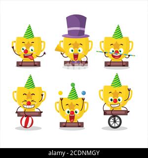 Cartoon character of gold trophy with various circus shows Stock Vector