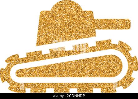 Tank icon in gold glitter texture. Sparkle luxury style vector ...
