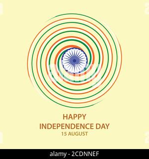 Indian flag in twirl with wheel art work for Independence day 15th august Stock Vector