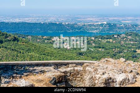 The Albano Lake as seen from Rocca di Papa, small town in the Province of Rome. Lazio, Italy. Stock Photo
