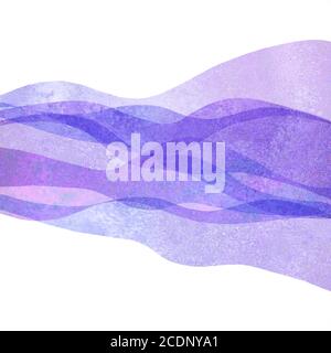 Watercolor transparent wave purple lavender colored background. Watercolour hand painted waves illustration. Banner frame backdrop isolated on white. Stock Photo