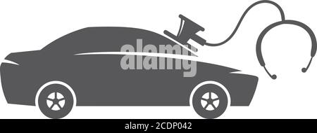 Car repair icons in black and white. Automotive vehicle maintenance service. Vector illustrations. Stock Vector