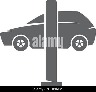 Car ramps icons in black and white. Automotive vehicle maintenance service. Vector illustrations. Stock Vector