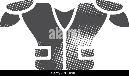 Football armor icon in halftone style. Black and white monochrome vector illustration. Stock Vector