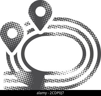 Sprinting field icon in halftone style. Black and white monochrome vector illustration. Stock Vector