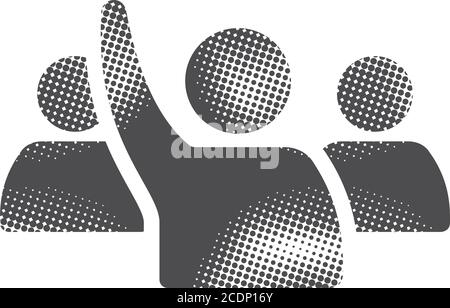 People raise hand halftone icon hand drawn color vector illustration ...