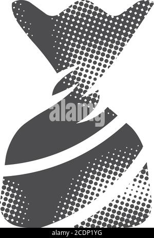 Twist candy icon in halftone style. Black and white monochrome vector illustration. Stock Vector