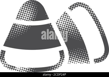 Candy icon in halftone style. Black and white monochrome vector illustration. Stock Vector