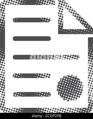 Contract document icon in halftone style. Black and white monochrome ...