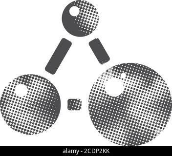 Connected dots icon in halftone style. Black and white monochrome vector illustration. Stock Vector