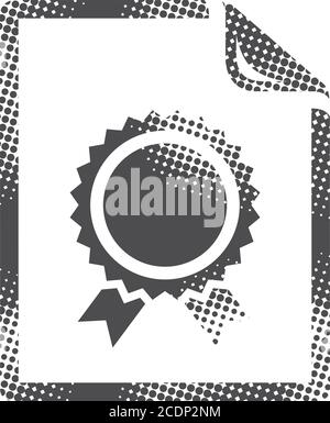 Contract document icon in halftone style. Grunge background vector ...