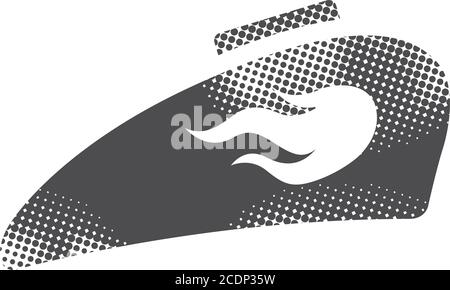 Motorcycle gas tank icon in halftone style. Black and white monochrome vector illustration. Stock Vector