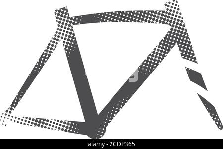 Bicycle frame icon in halftone style. Black and white monochrome vector illustration. Stock Vector