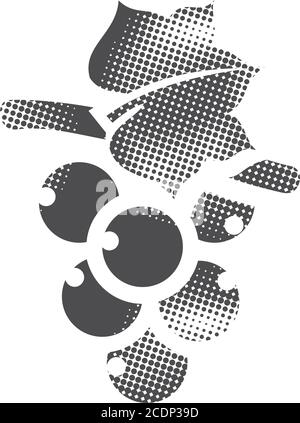 Grape icon in halftone style. Grunge background vector illustration ...