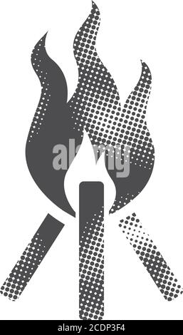 Campfire icon in monochrome style isolated on white background. Light ...