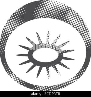 Kiwi fruit icon in halftone style. Black and white monochrome vector illustration. Stock Vector