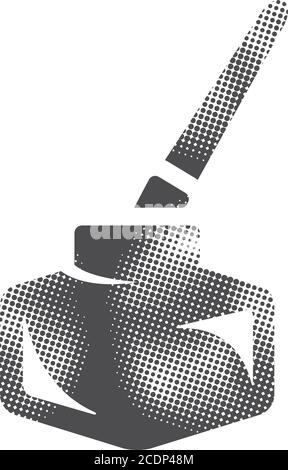 Pen pot icon in halftone style. Grunge background vector illustration ...