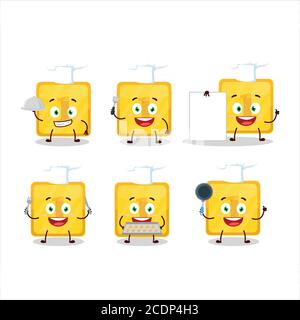 Cartoon character of gold first button with various chef emoticons Stock Vector