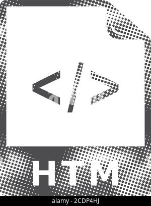 Web page file format icon in halftone style. Black and white monochrome vector illustration. Stock Vector