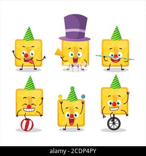 Cartoon character of gold first button with various circus shows Stock Vector