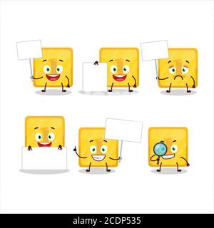 Gold first button cartoon character bring information board Stock Vector