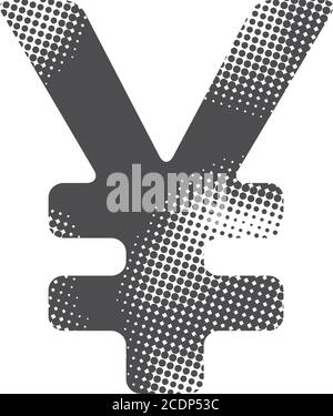 Japan Yen symbol icon in halftone style. Black and white monochrome vector illustration. Stock Vector