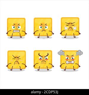 Gold first button cartoon character with various angry expressions Stock Vector