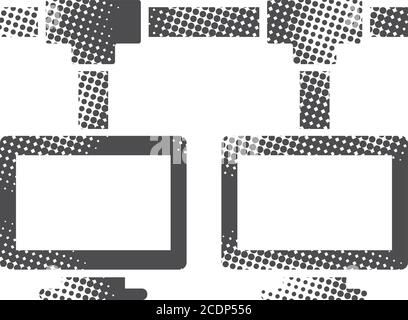 Local area network icon in halftone style. Black and white monochrome vector illustration. Stock Vector