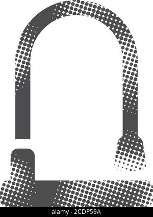 Bicycle lock in halftone style. Black and white monochrome vector illustration. Stock Vector