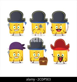 Cartoon character of gold first button with various pirates emoticons Stock Vector