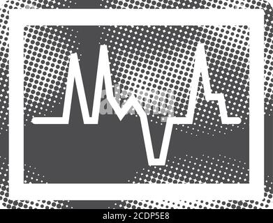 Heart rate icon in halftone style. Black and white monochrome vector ...