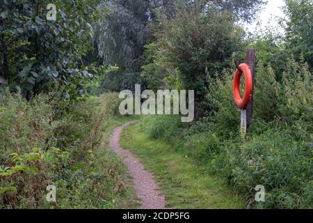 Footpath along The New Reach, Halesworth Millennium Green, Halesworth, Suffolk, England Stock Photo