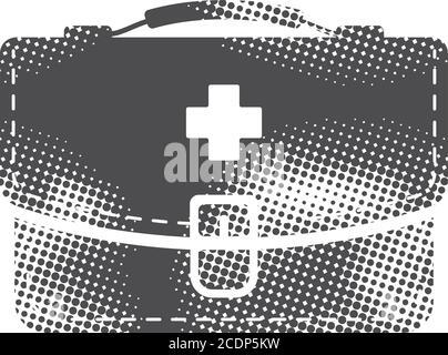 Vintage medical case icon in flat outlined grayscale style. Vector ...