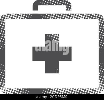 Medical case icon in halftone style. Grunge background vector ...
