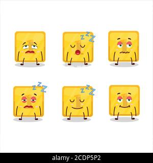 Cartoon character of gold first button with sleepy expression Stock Vector