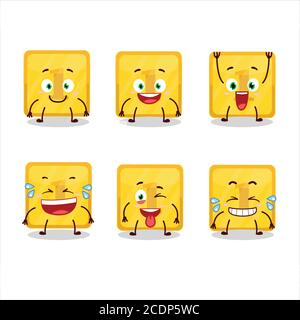 Cartoon character of gold first button with smile expression Stock Vector