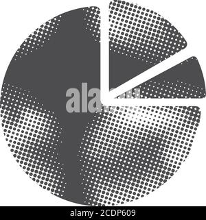 Pie chart icon in halftone style. Grunge background vector illustration ...