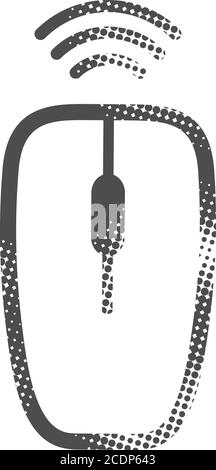 Computer mouse icon in halftone style. Black and white monochrome vector illustration. Stock Vector