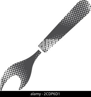 Seam ripper icon in halftone style. Black and white monochrome vector illustration. Stock Vector