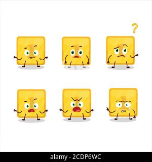 Cartoon character of gold first button with what expression Stock Vector