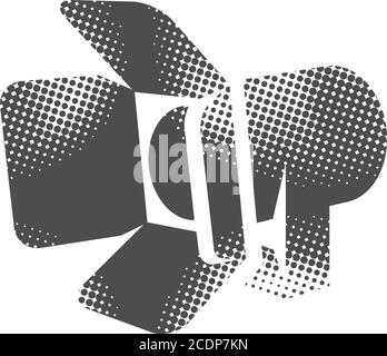 Studio lighting icon in halftone style. Grunge background vector ...