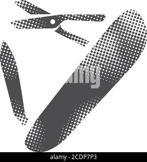 Multi tool icon in halftone style. Black and white monochrome vector illustration. Stock Vector