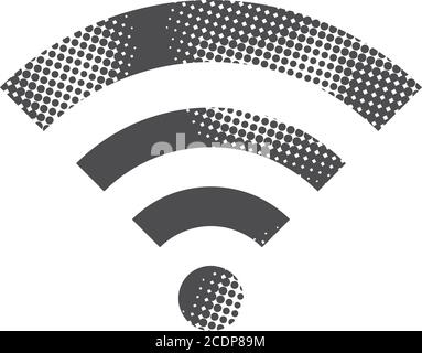 WiFi symbol icon in halftone style. Grunge background vector ...