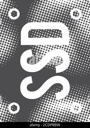 Solid state drive icon in halftone style. Black and white monochrome vector illustration. Stock Vector