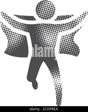 Wining sprinter icon in halftone style. Black and white monochrome vector illustration. Stock Vector